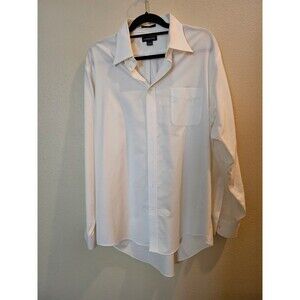 Lands' End White No Iron Long Sleeve Button-Down Shirt - size xl